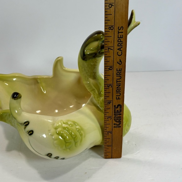 MCM 1950s Hull Pottery 69 Goose Swan Duck Planter Candy Bowl USA Chartreuse 12” - Picture 9 of 9